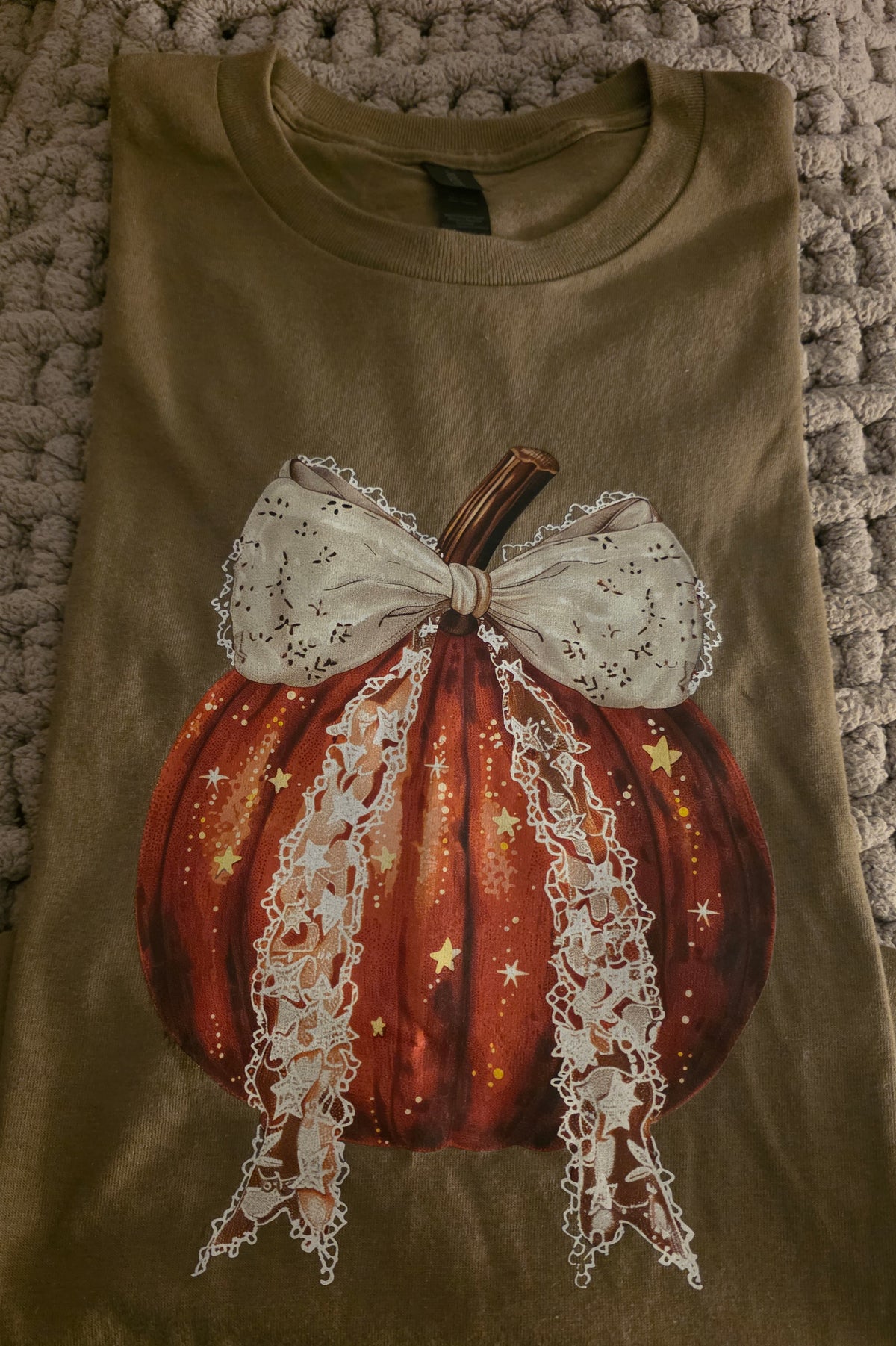 Pumpkin with Lace Bow T-Shirt