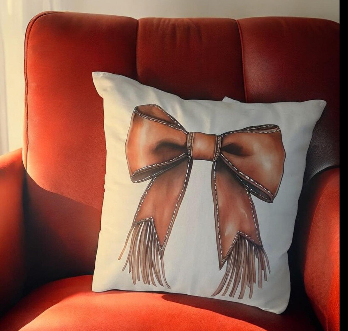 Faux Leather Bow Pillow