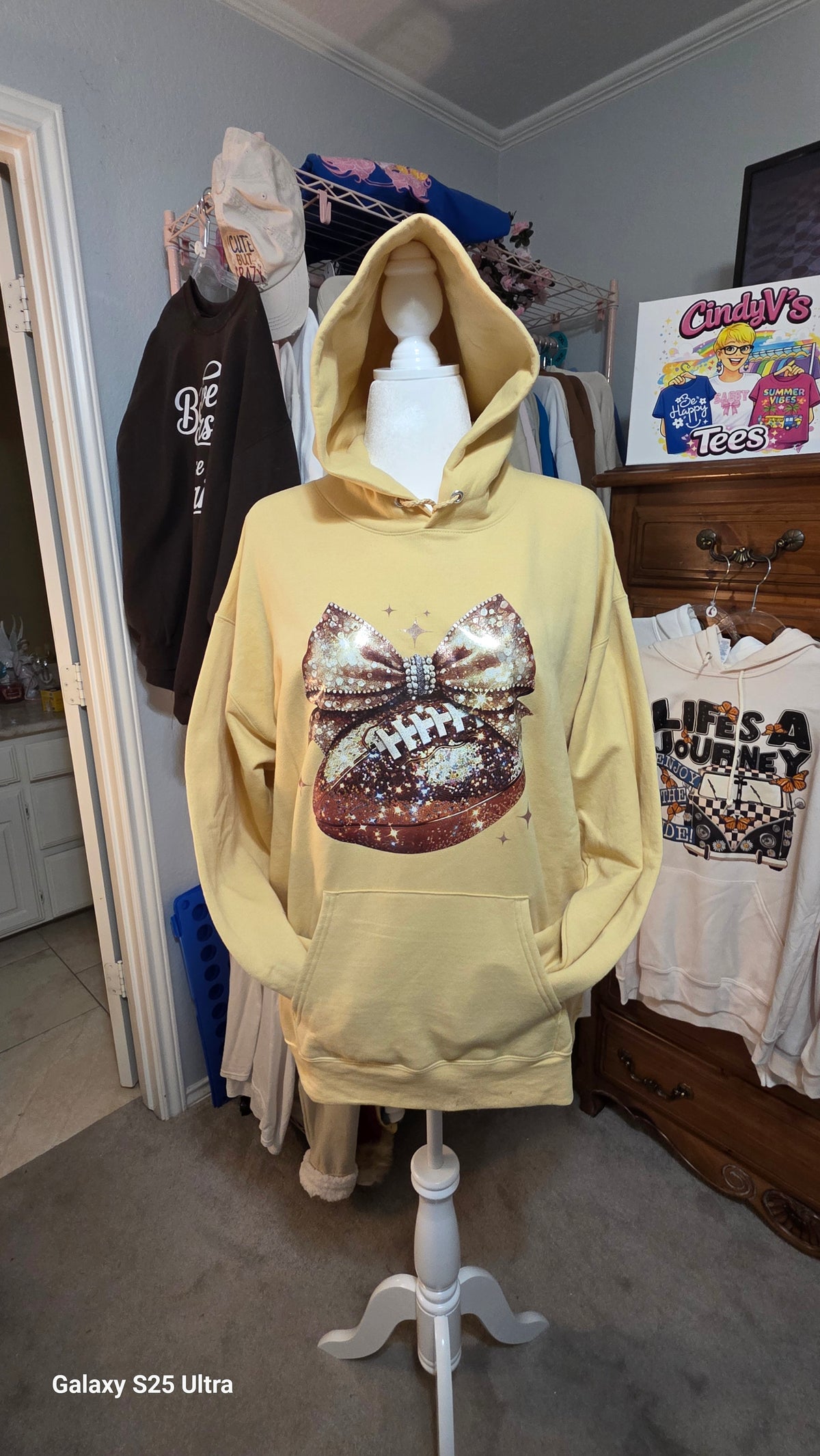 Glitter Football with Bow Hoodie