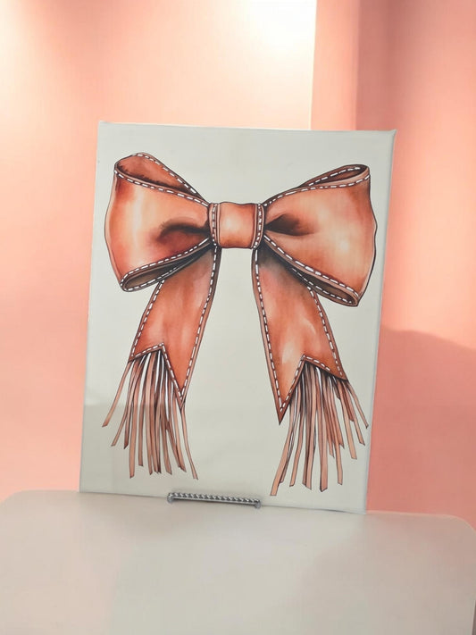 Western Faux Leather Bow Cavas Print