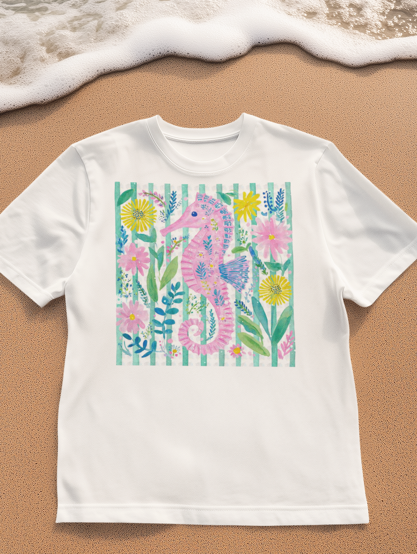 GLITTER PINK SEA HORSE (2 TRANSFERS AVAILABLE FOR PRESSING)