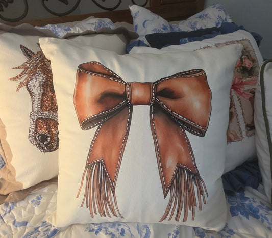 Faux Leather Bow Pillow