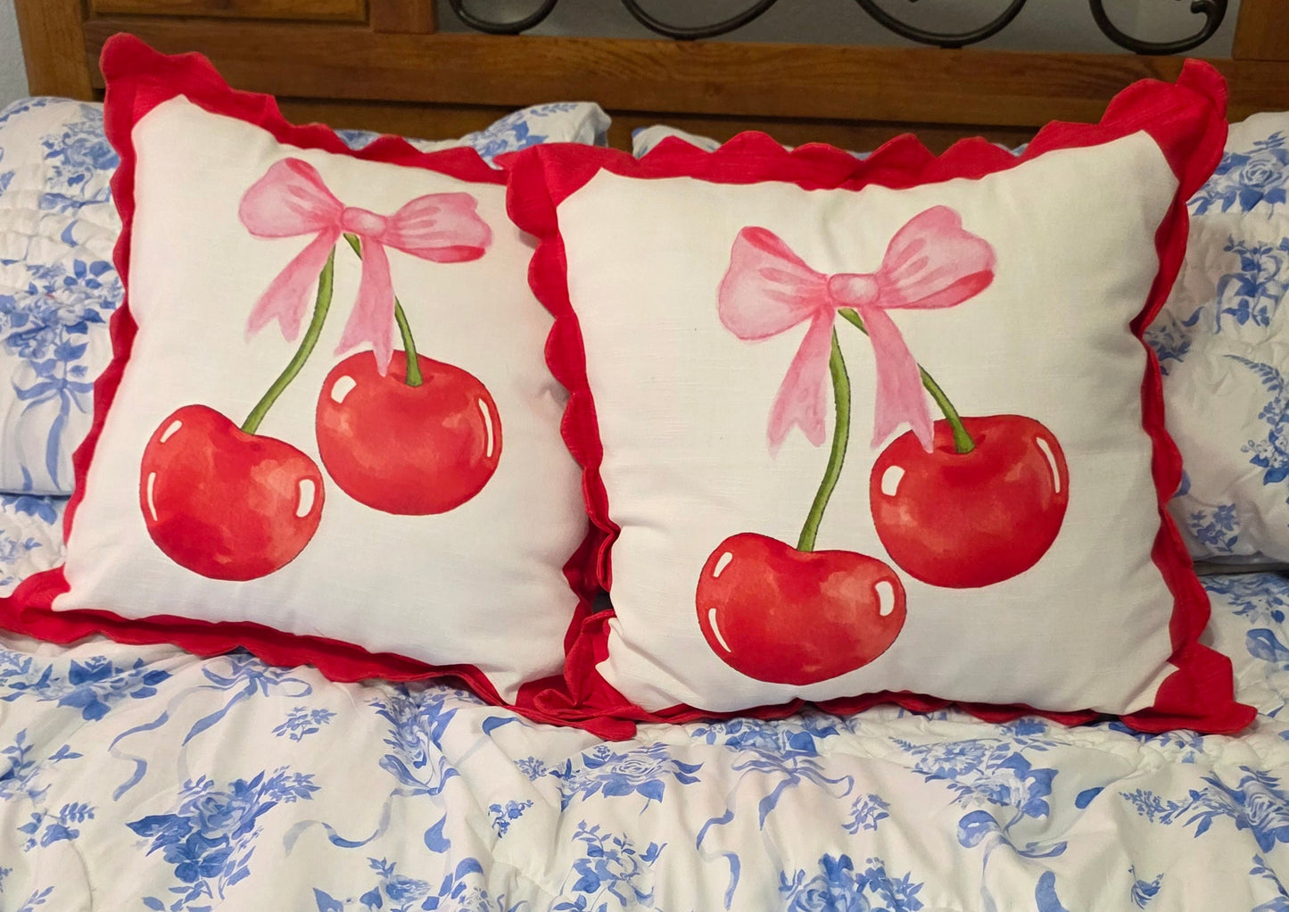 Cherry Design Throw Pillows Set
