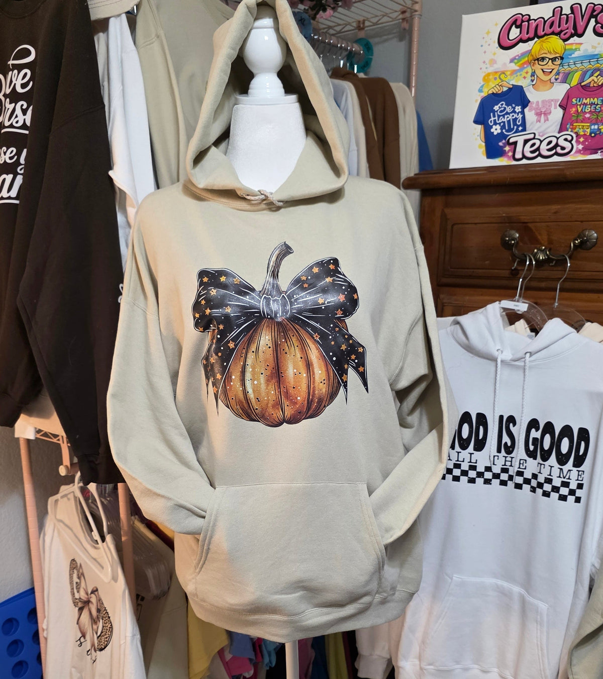 Fall Pumpkin and Bow Hoodie